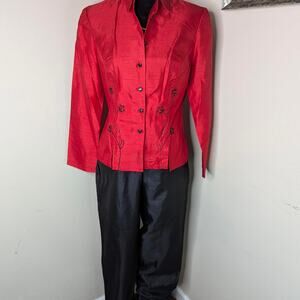 Red and black pant suit size 8 Sheri Martin
